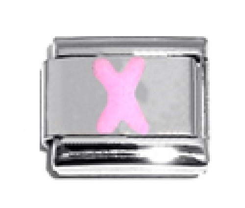 Pink Letter X - 9mm Italian charm - Click Image to Close